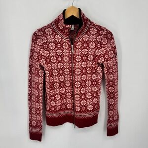 Bogner Fire Ice Nordic Luxury Ski Sweater White Red Blue Zip Up Medium